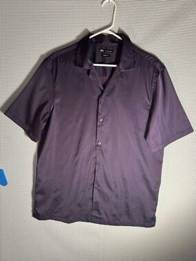 Zara Men’s Short-Sleeve Button-Down Shirt - Deep Purple